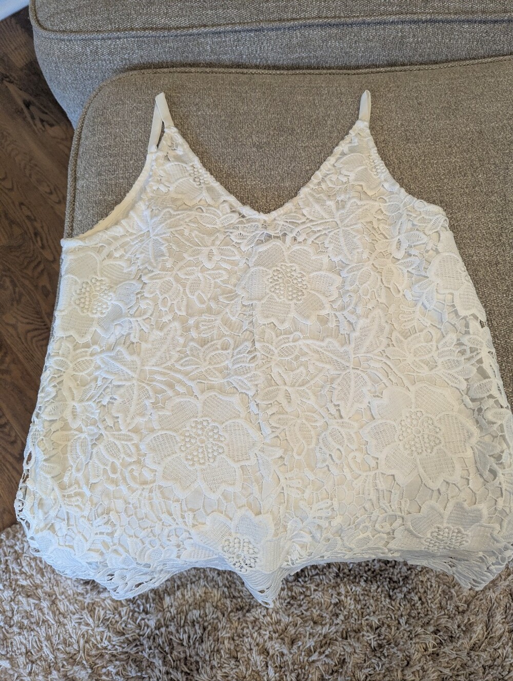 White House Black Market White Lace Overlay Camisole